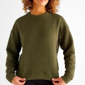 NOBULL | Women’s Quilted Crew Pullover Sweatshirt Army Green Olive | Size L